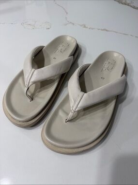 Zara Women’s Cream Flip-Flop Sandals - Casual Comfort | 42